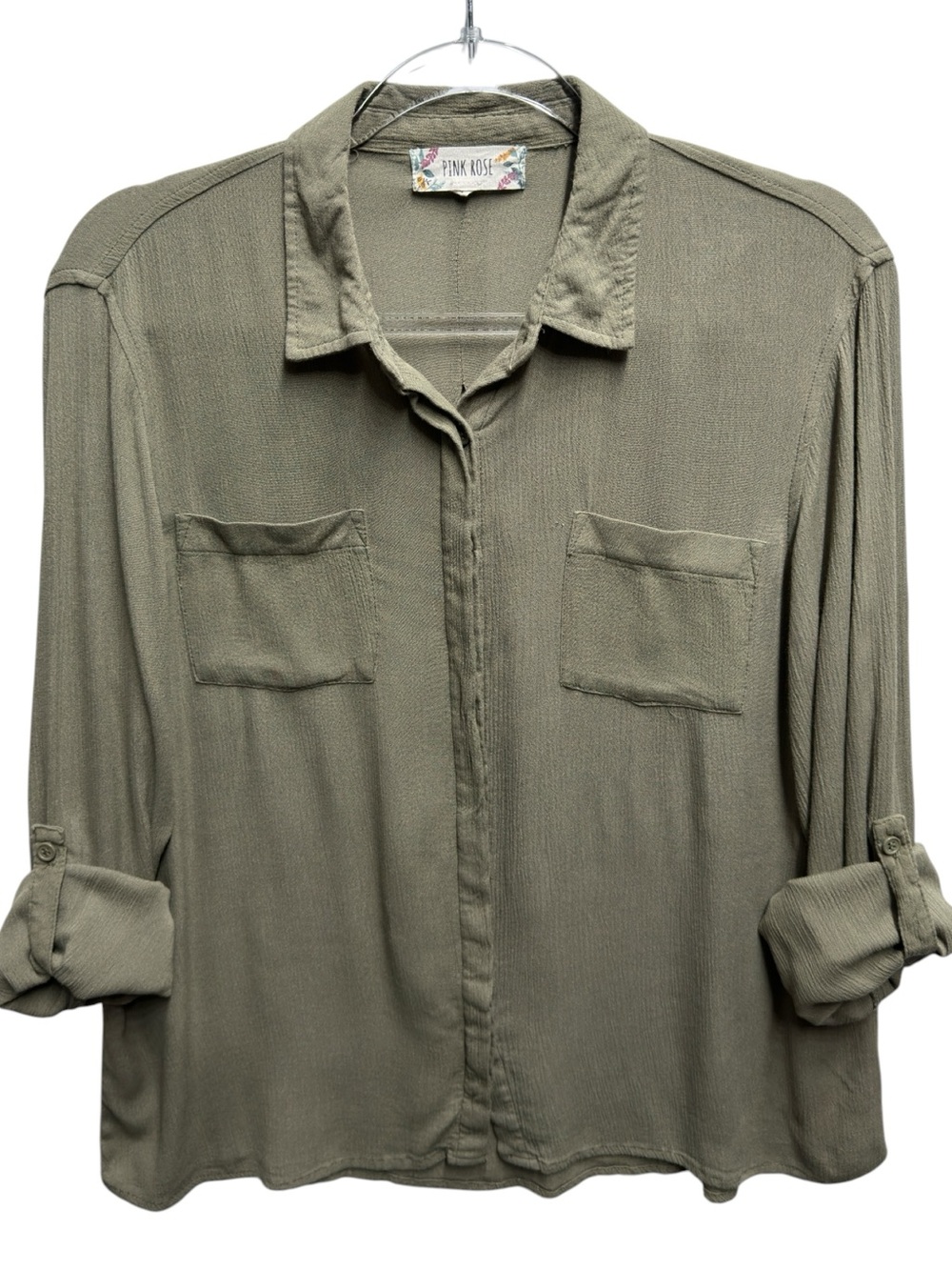 Pure Rayon Gauze Knit Boyfriend Fit Lightweight Poplin Preppy Shirt